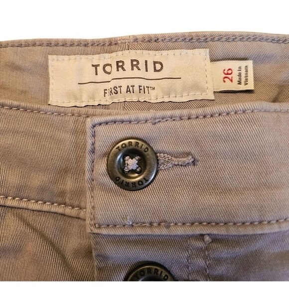 Torrid Womens Gray Button-Fly Denim Short Shorts With Lots of Stretch Size 26 - Picture 3 of 5